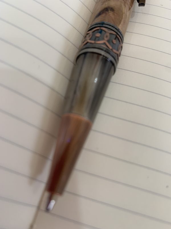 Antique Rose Copper Handcrafted ballpoint pen Art Deco Bethlehem Olive wood - Image 5