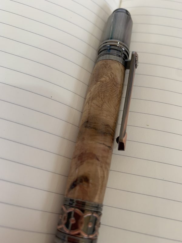 Antique Rose Copper Handcrafted ballpoint pen Art Deco Bethlehem Olive wood - Image 7