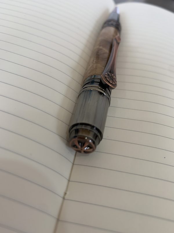 Antique Rose Copper Handcrafted ballpoint pen Art Deco Bethlehem Olive wood - Image 6