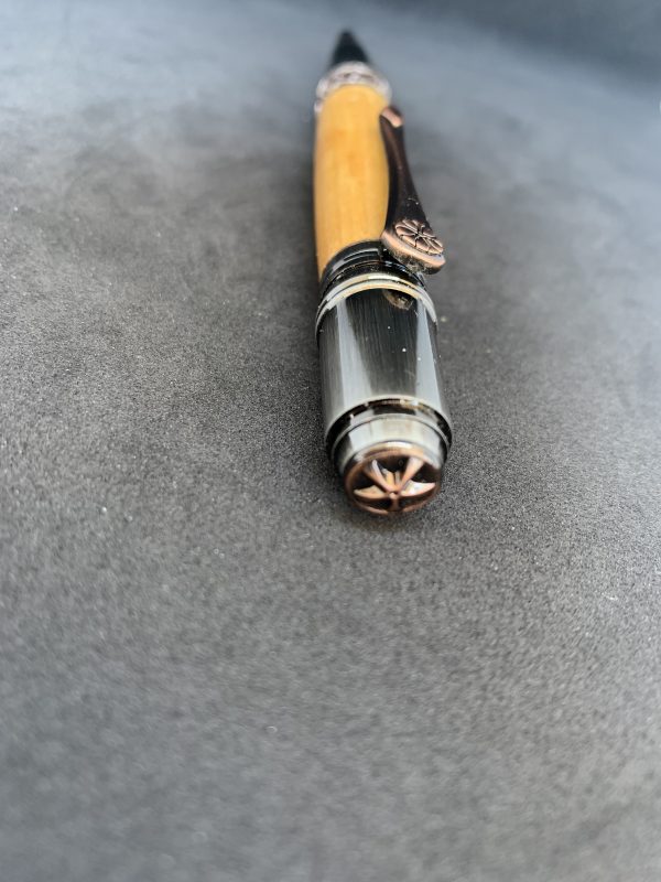 Rare Caledonian Pine Art Deco handcrafted pen made from 250 year old wood from Scotland in Celtic style with rose and copper fittings - Image 12