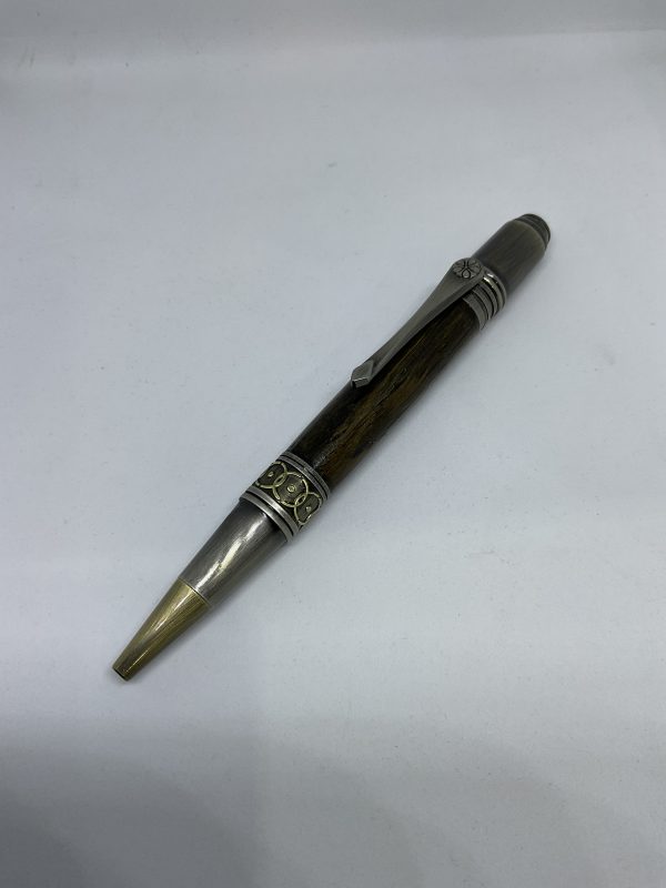 Handmade extremely Rare English 3000 year old Bog Oak Ballpoint pen in Celtic /Art Deco style - Image 4