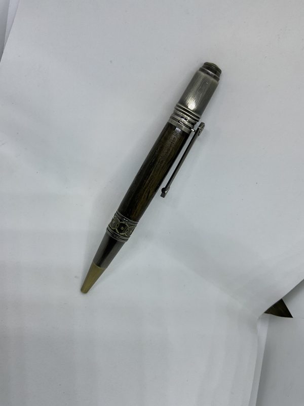 Handmade extremely Rare English 3000 year old Bog Oak Ballpoint pen in Celtic /Art Deco style - Image 3
