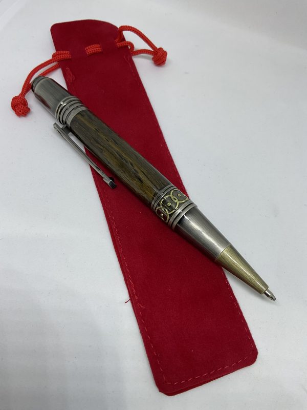 Handmade extremely Rare English 3000 year old Bog Oak Ballpoint pen in Celtic /Art Deco style - Image 2