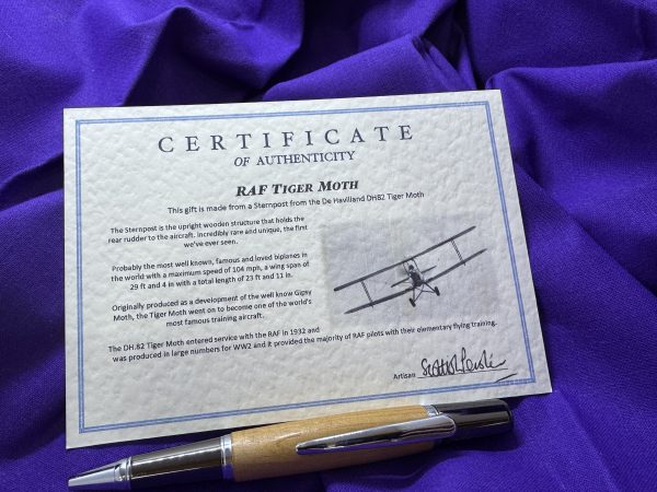 Rare Tiger Moth WW2 plane handcrafted ballpoint pen finished in chrome and gunmetal - Image 3