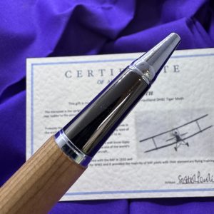 Rare Tiger Moth WW2 plane handcrafted ballpoint pen finished in chrome and gunmetal