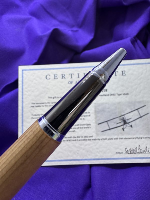 Rare Tiger Moth WW2 plane handcrafted ballpoint pen finished in chrome and gunmetal