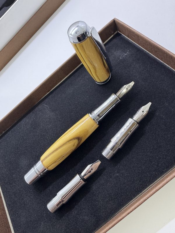 Calligraphy set in Bethlehem Olive wood and chrome - Image 4