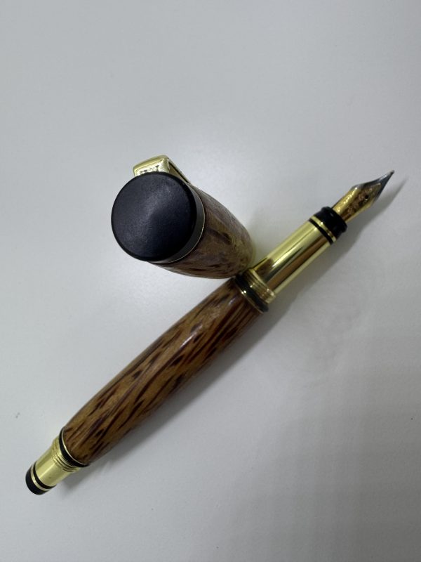 Amazing Coconut wood fountain pen handcrafted with gold fittings - Image 6
