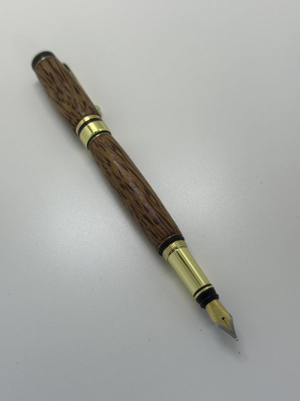 Amazing Coconut wood fountain pen handcrafted with gold fittings - Image 2