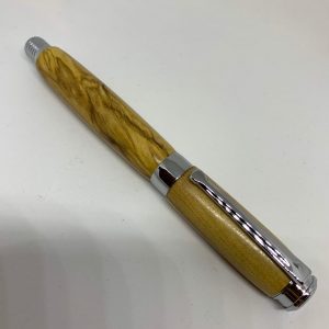 Handcrafted Italian Olive wood fountain pen with Chrome finish