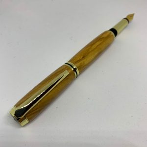 Handcrafted Italian Olive Fountain pen with Gold and black detail