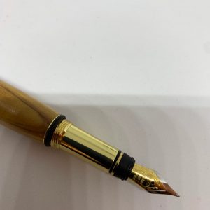 Handcrafted Holy Land Olive wood fountain pen with gold-plated fittings