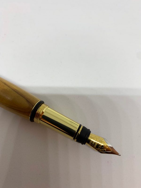 Handcrafted Holy Land Olive wood fountain pen with gold-plated fittings