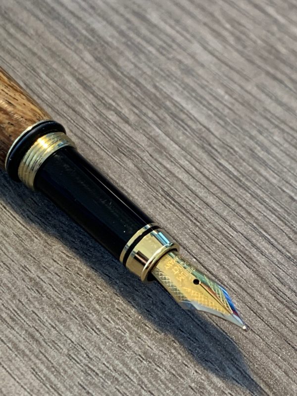 Spalted Tamarind fountain pen with gold fitments