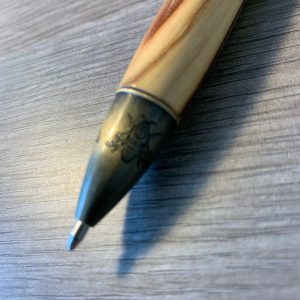 Olive with Honey Bee fitments & antique polished bronze accents. Handcrafted Ballpoint Pen