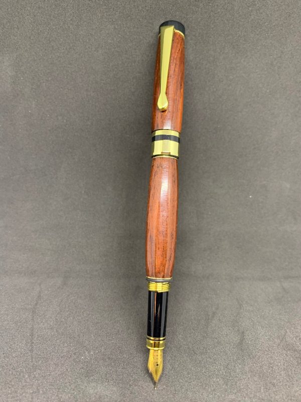 Honduras Rosewood fountain pen with gold and black fitments