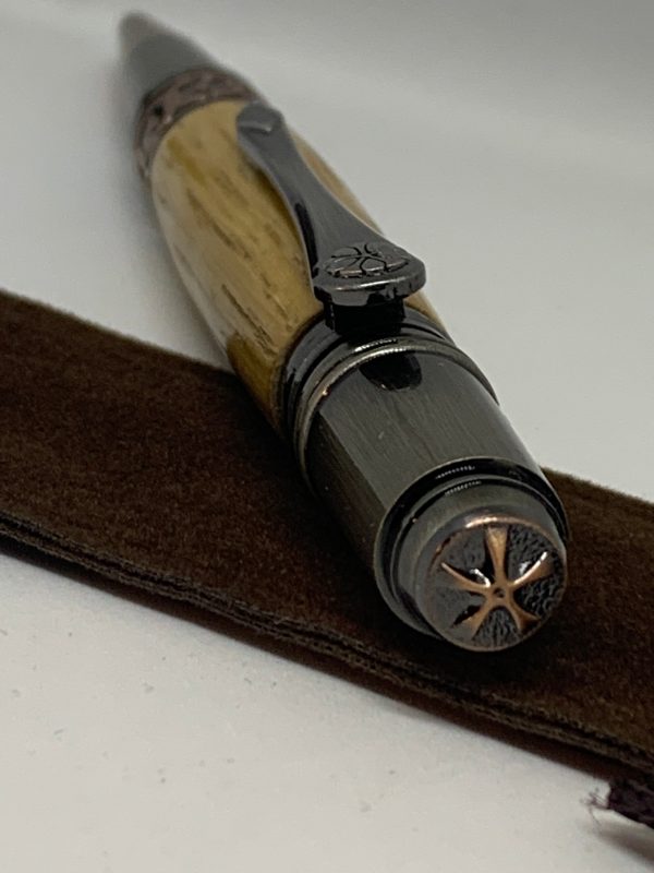 Jack Daniels Oak Cask wood Art Deco Pen with gunmetal and rose copper metal fittings