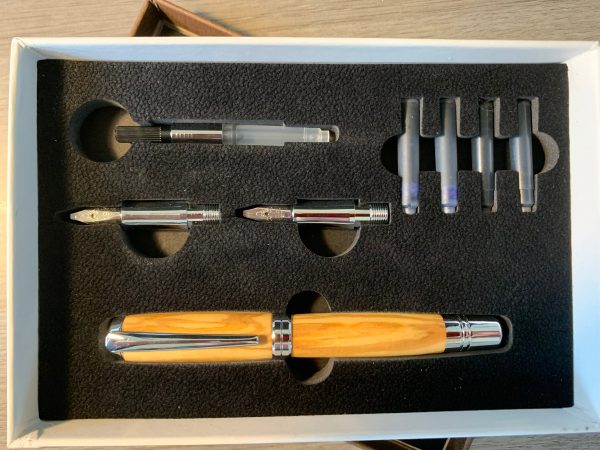 Handcrafted Calligraphy set in Italian Olive wood