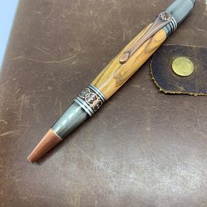 Antique Rose Copper Handcrafted ballpoint pen Art Deco Bethlehem Olive wood