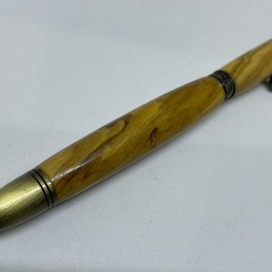New Design ‘Cyclotron’ ballpoint pen with Olive wood and antique polished bronze fittings