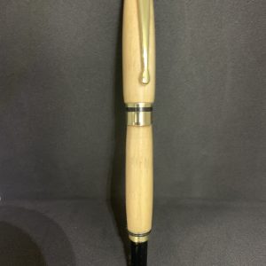 Handcrafted fountain pen in British Willow wood finished in gold fittings